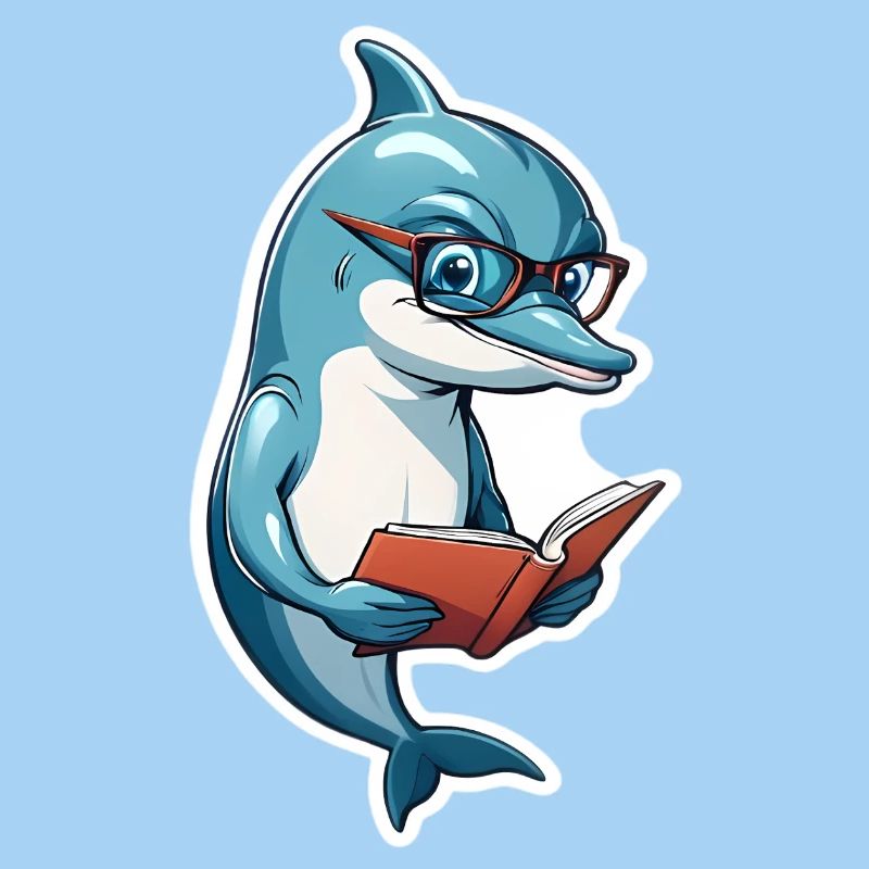 Schlauer Delfin mit Buch