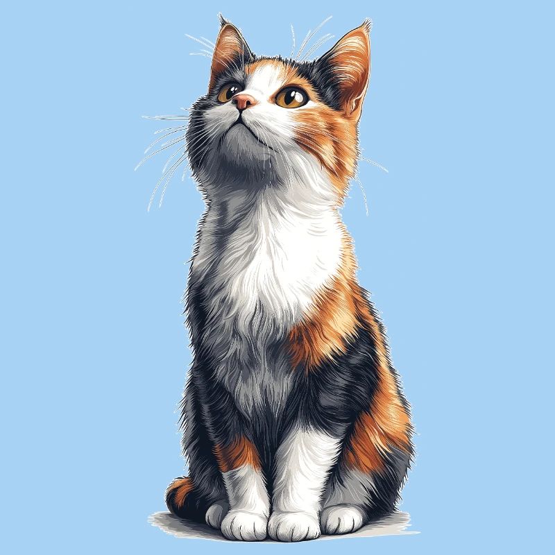 Chat comique assis coloré
