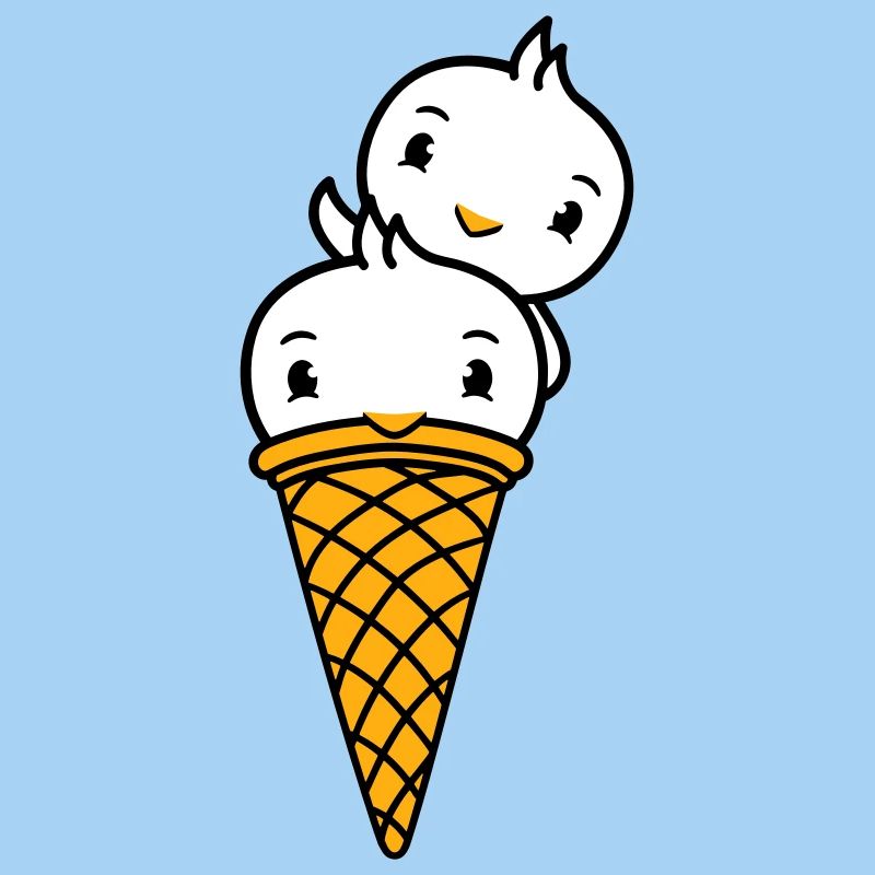 Vögel Eis Waffel Waffeleis Kugeln Eiscreme Eistüte