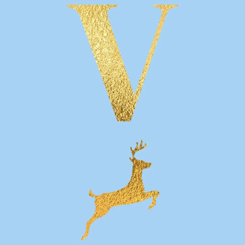Buchstabe v goldener Hirsch - Geschenkidee