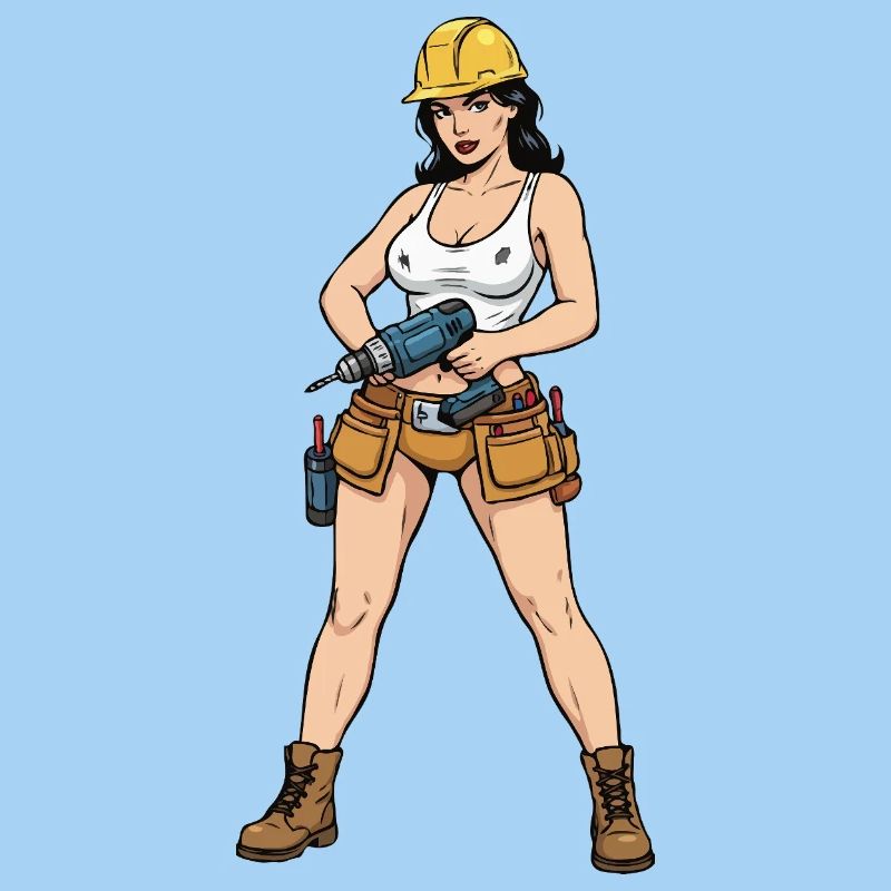 Pin-up construction worker