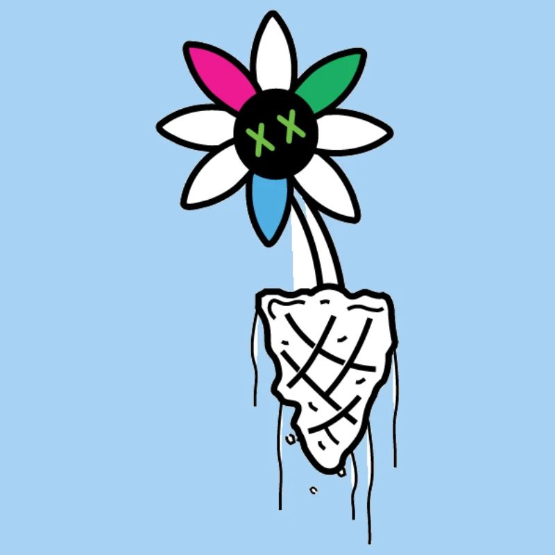 Lebendige Blume Schädel Illustration