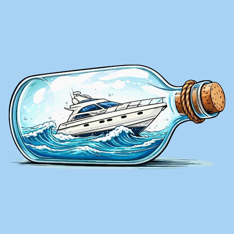 Flaschenboot auf hoher See