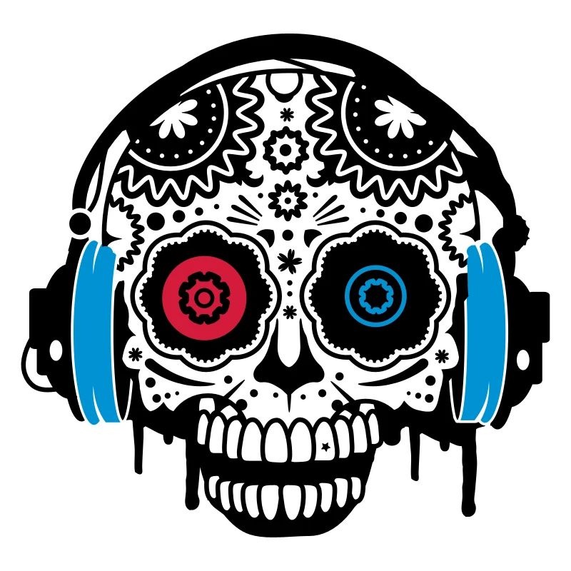 Sugar Skull mit Kopfhörer