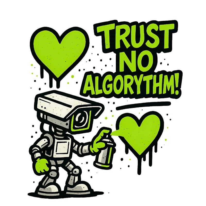 Robot with heart and anti-algorithm message
