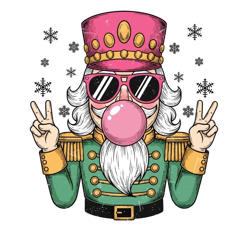 Nutcracker blows chewing gum