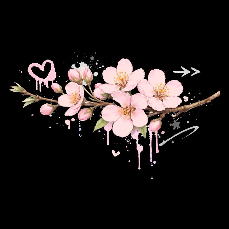 Kirschblüten Zweig im Graffiti Stil  
