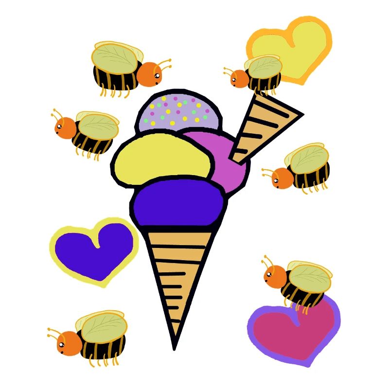 Retro Eis Eiskrem Eiscreme Bienen