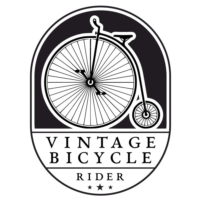 Vintage Bicycle Rider, Black on Light, Penny farthing