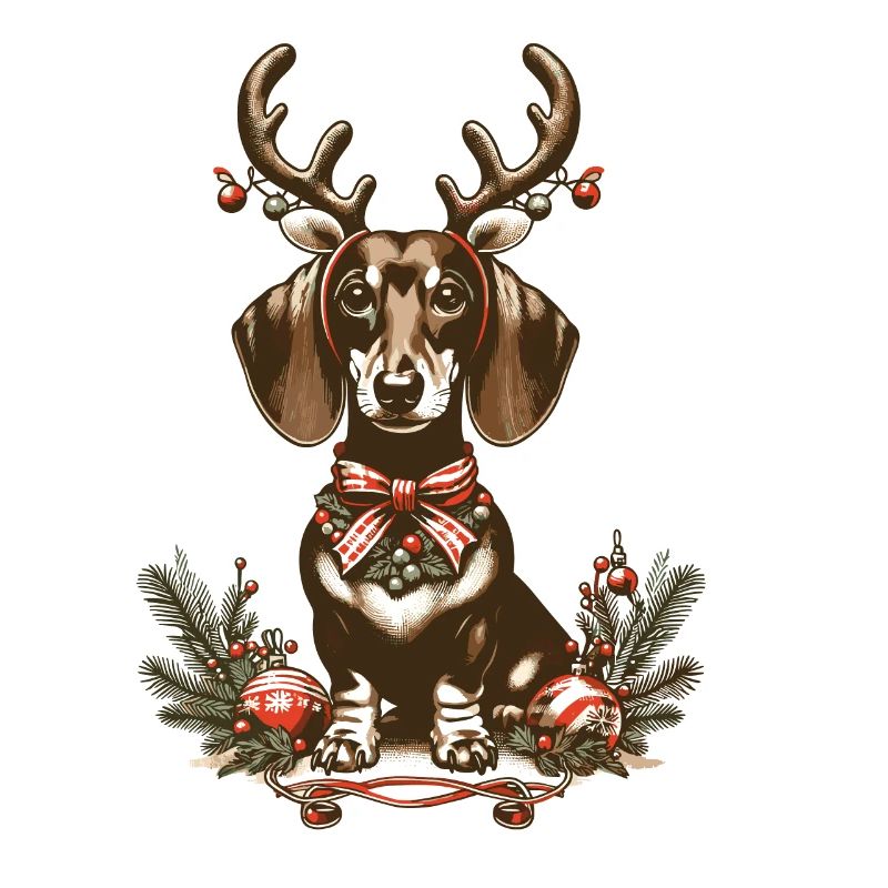 Teckel de Noël avec bois et arc