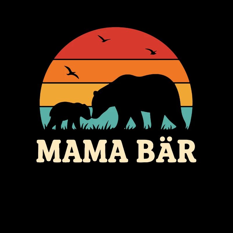 Mama Bear Vintage Sunset Silhouette