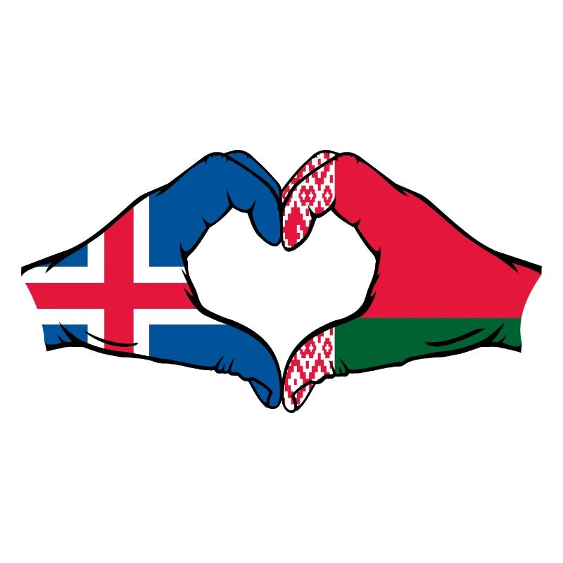 Iceland Belarus Flag Hands Heart Shape