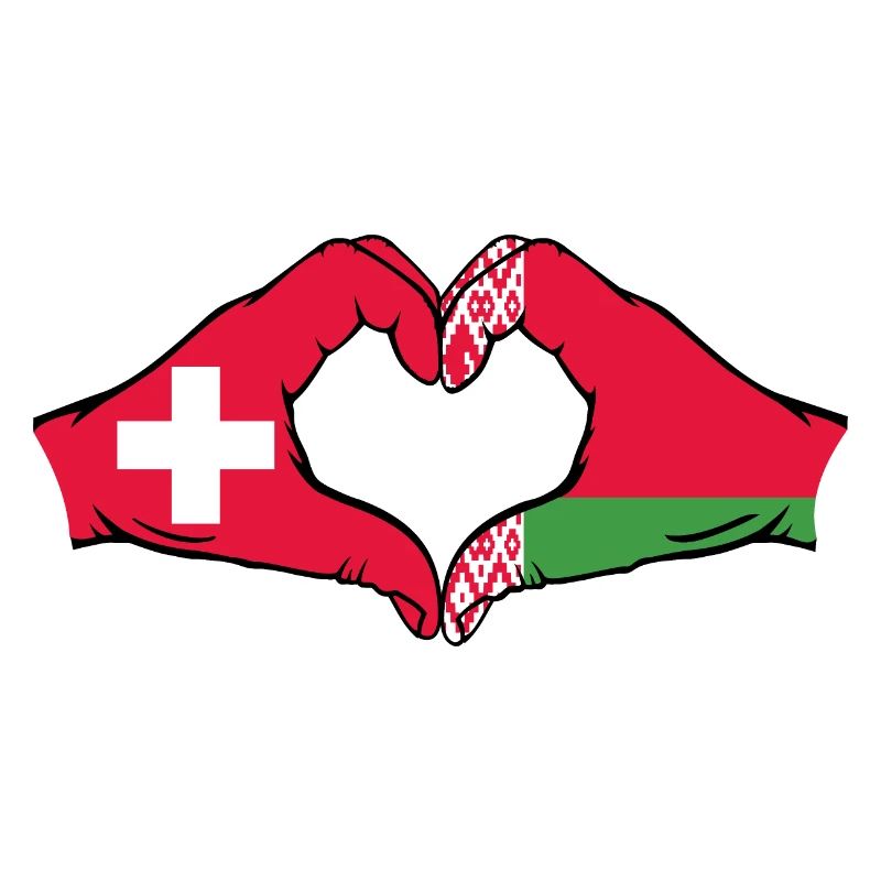 Suisse Biélorussie Drapeau Mains Coeur Forme