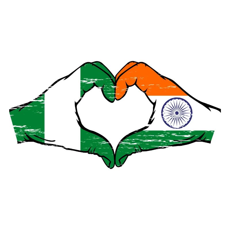 Nigeria Inde drapeau mains forme de coeur utilisé
