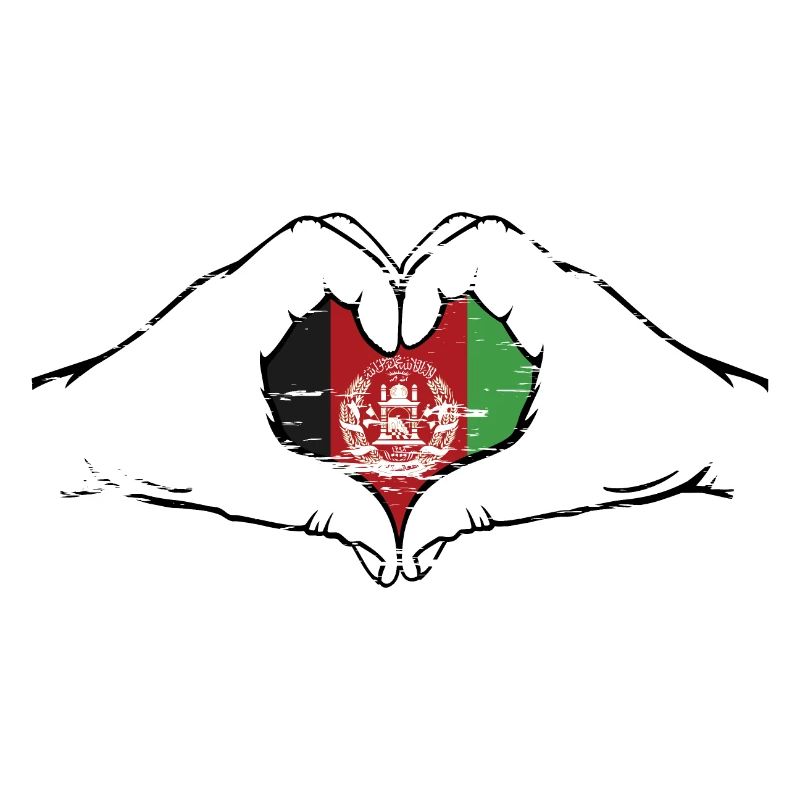 Drapeau de l’Afghanistan mains forme de coeur utilisé