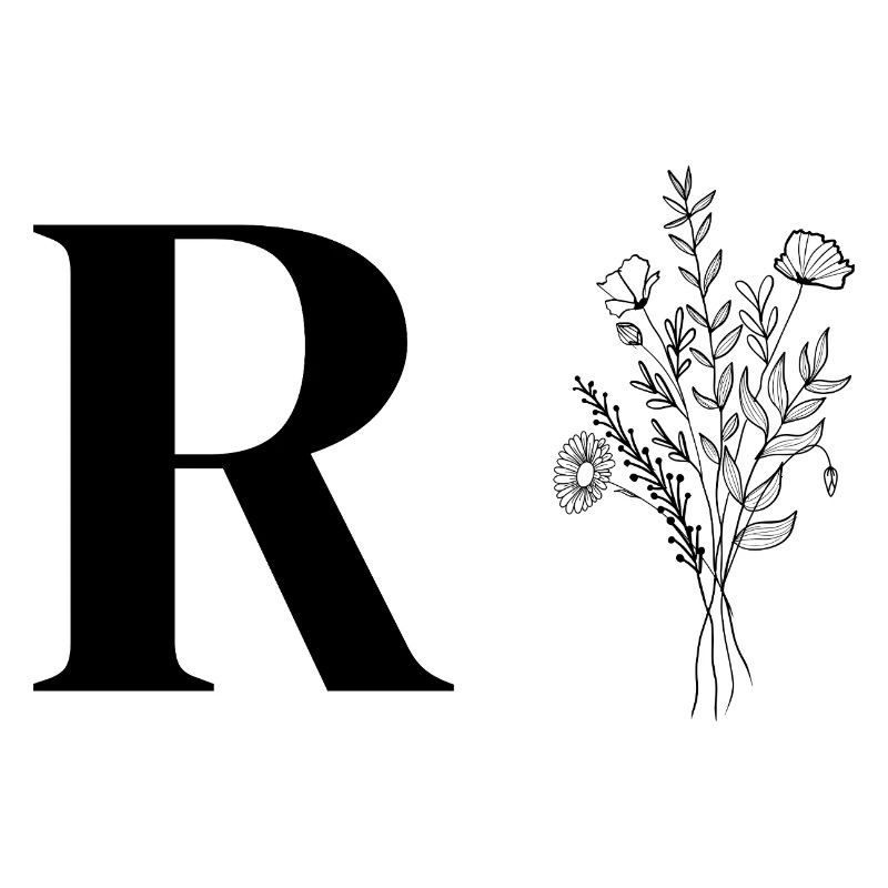 Lette R fleurs minimalistes