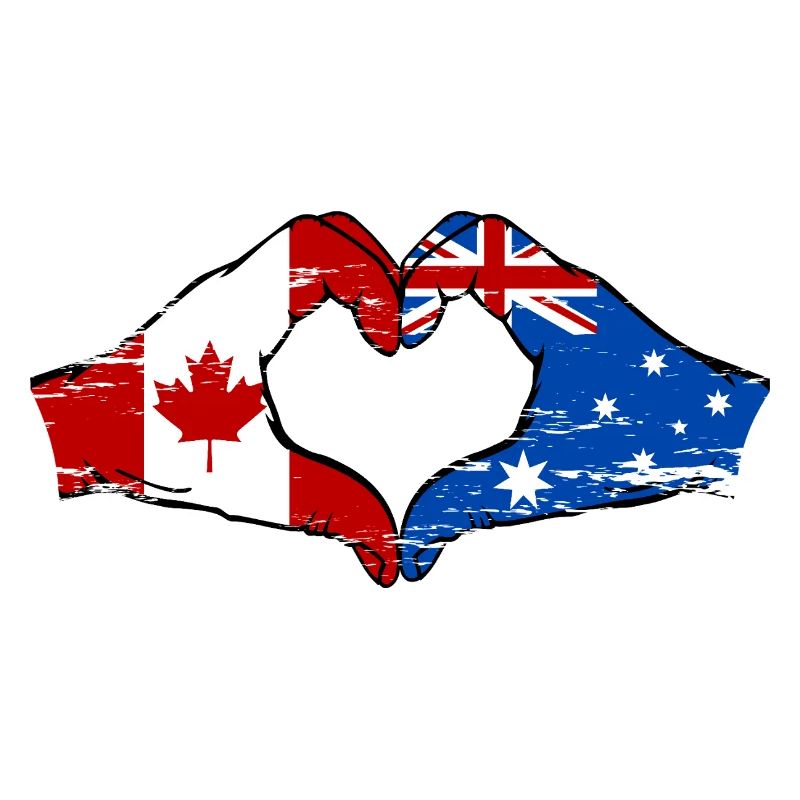 Canada Australie Drapeau Mains Coeur Utilisé