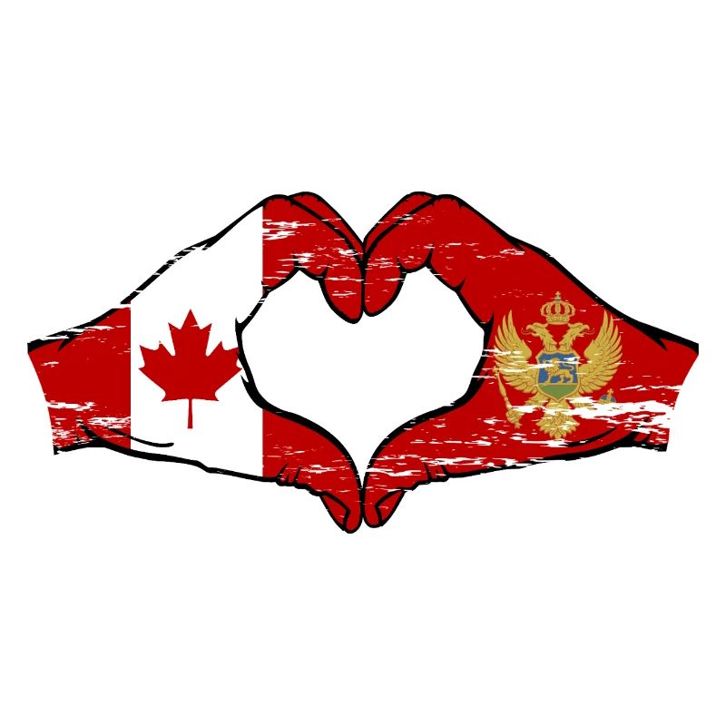 Canada Monténégro drapeau mains coeur utilisé