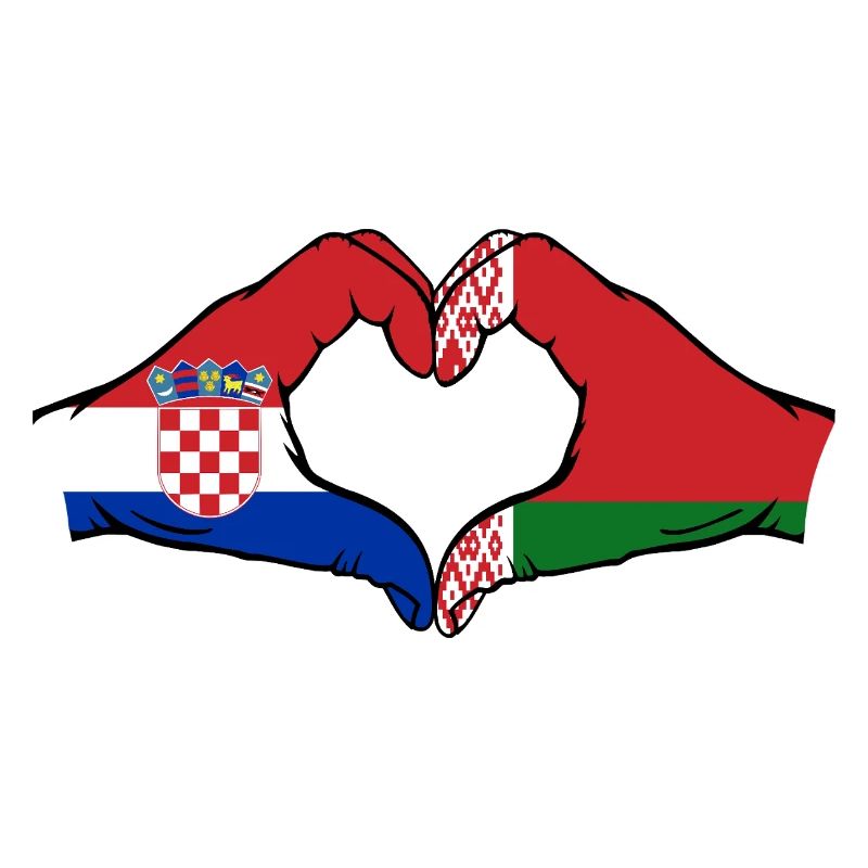 Croatia Belarus Flag Hands Heart Shape
