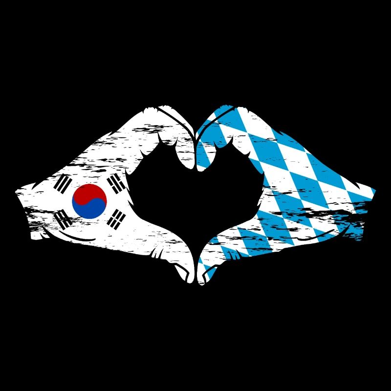 Corée du Sud Bavière Drapeau Mains Coeur Forme Utilisé
