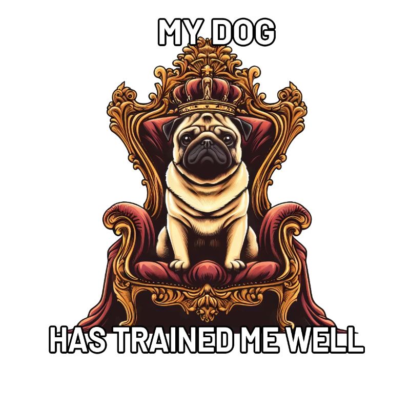 Dog Pug on Throne Dog Master