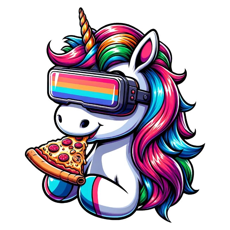Einhorn VR Virtual Reality Regenbogen Pizza
