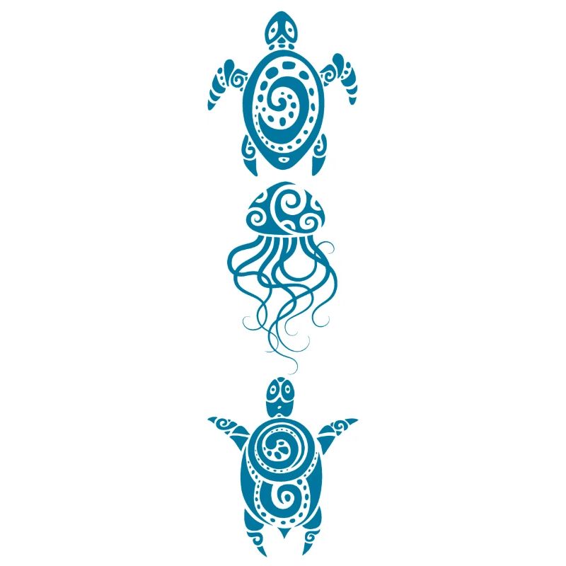 Two turtles and a jellyfish