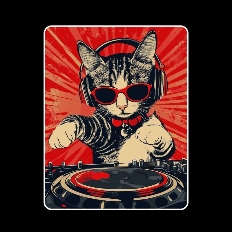Coole DJ Katze mit Sonnenbrille
