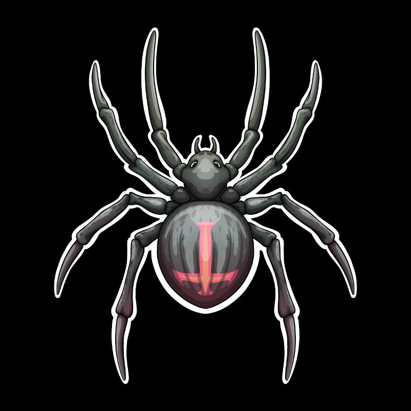 Dunkle Spinne mit rosa Markierungen