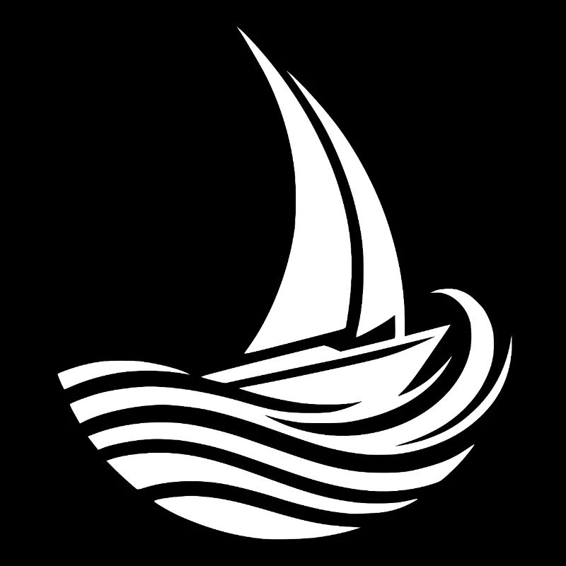 Minimalistisch maritim Segelboot trifft Welle
