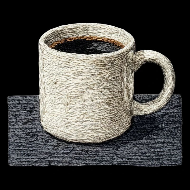 Bestickte Tasse Filterkaffee, langsamer Kaffee (gedruckt)