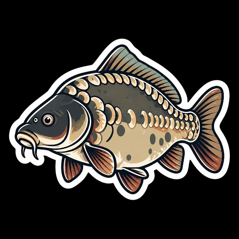 Dessin animé de carpe miroir – Mignonne conception de pêche à la carpe