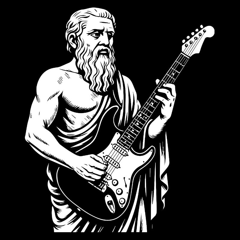 Ancient Philosopher plato plays the guitar
