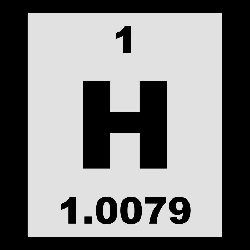 Element 1 - h (hydrogen) - Short (white)