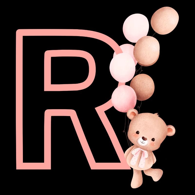 Letter r pink bear