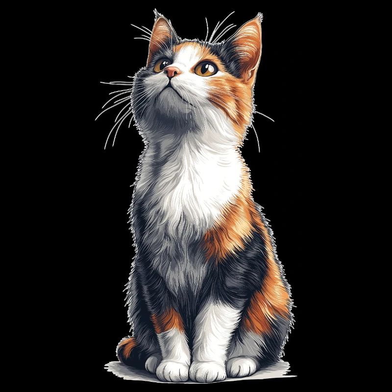 Chat comique assis coloré