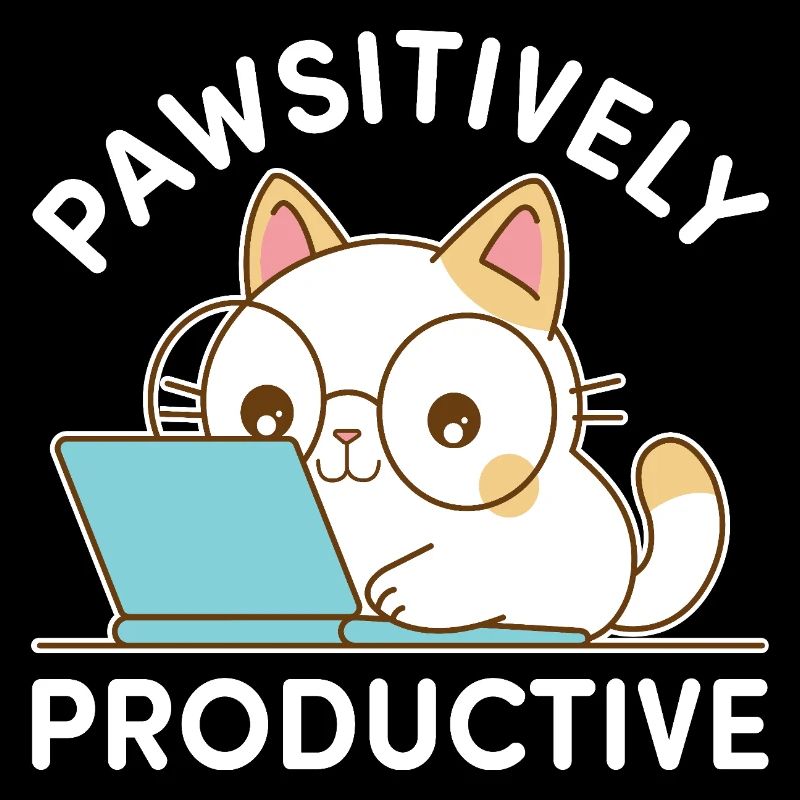 Pawsitively Productive – Kawaii Cat at Work