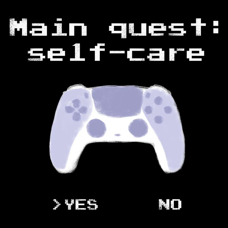 Main Quest Self-Care: retro design with controller