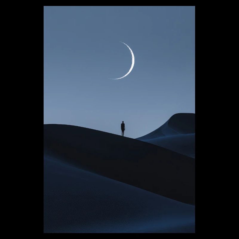 Lone Soul Under Crescent Moon