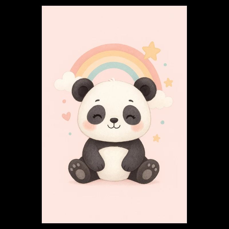 Süßer Panda mit Regenbogen und Sternen