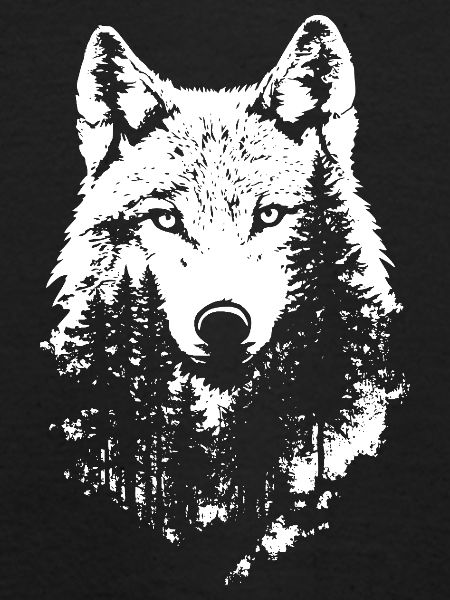 Wolf Gesicht Wald Silhouette