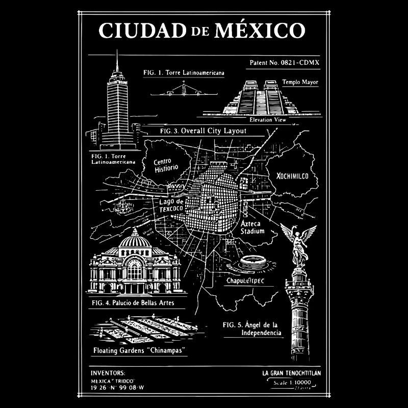 Mexico City Skyline Map