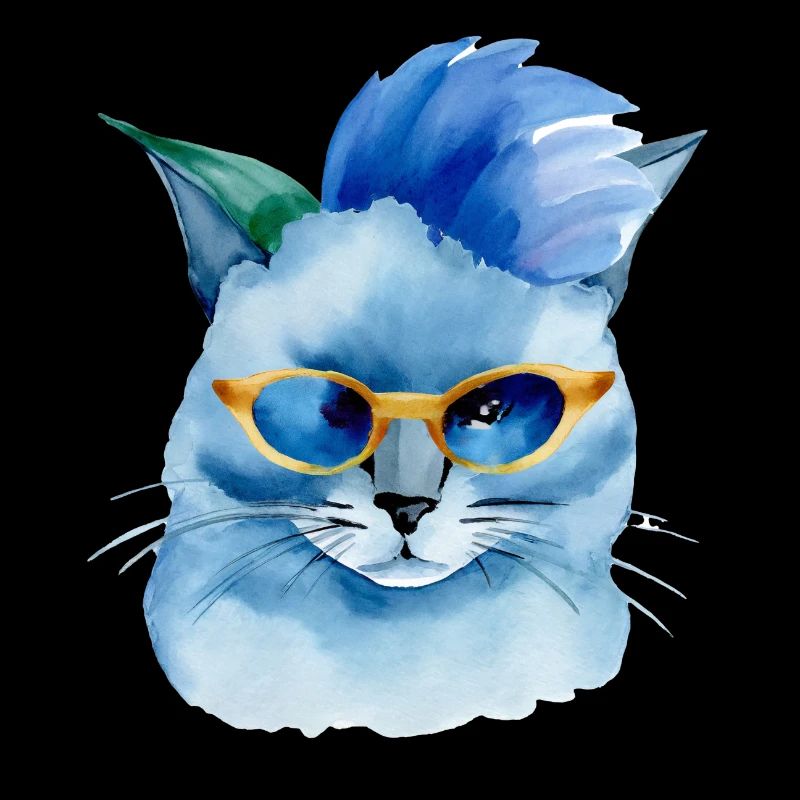 Idée cadeau chat punk rock avec lunettes de soleil