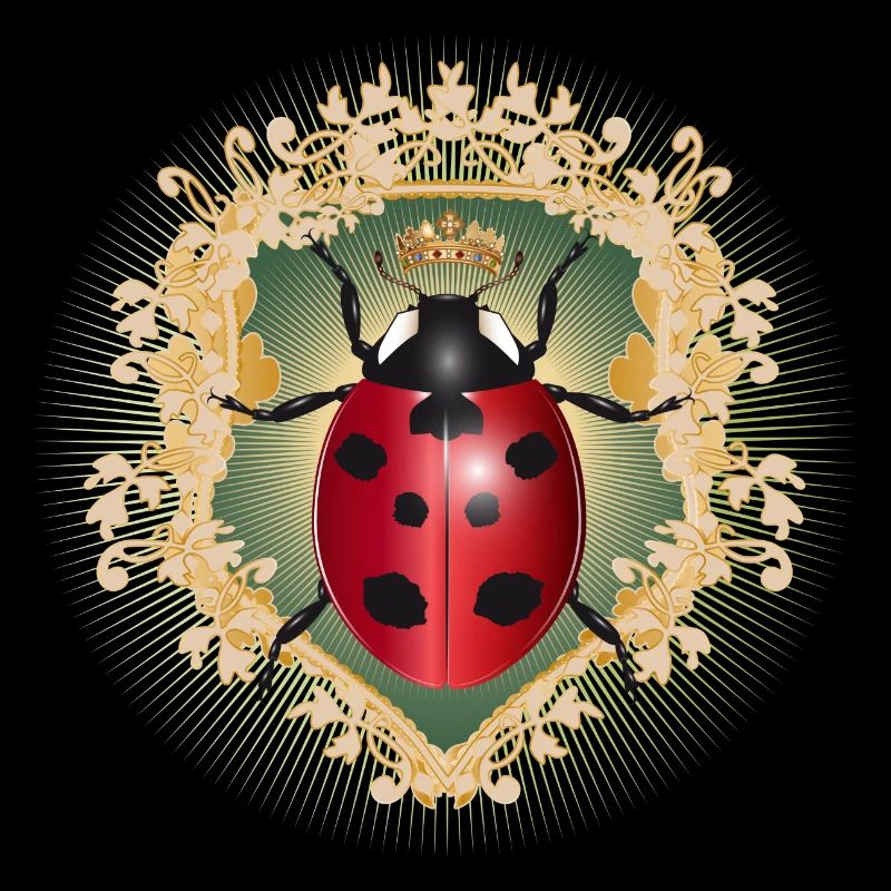 red glowing ladybug with crown in frame