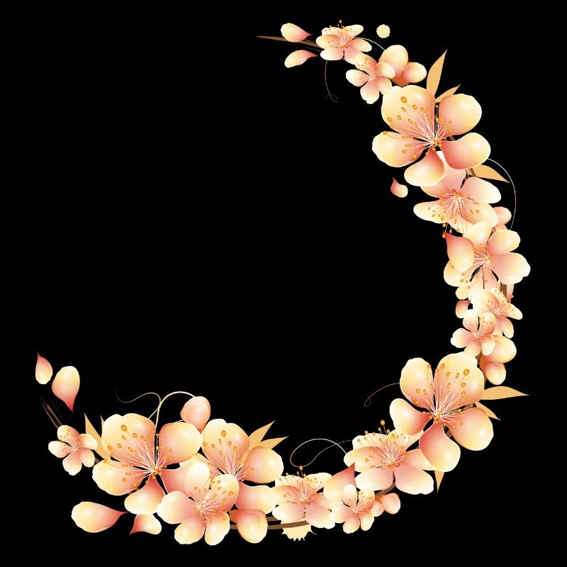 Couronne de fleurs de pêcher dans un ton pêche doux et velouté
