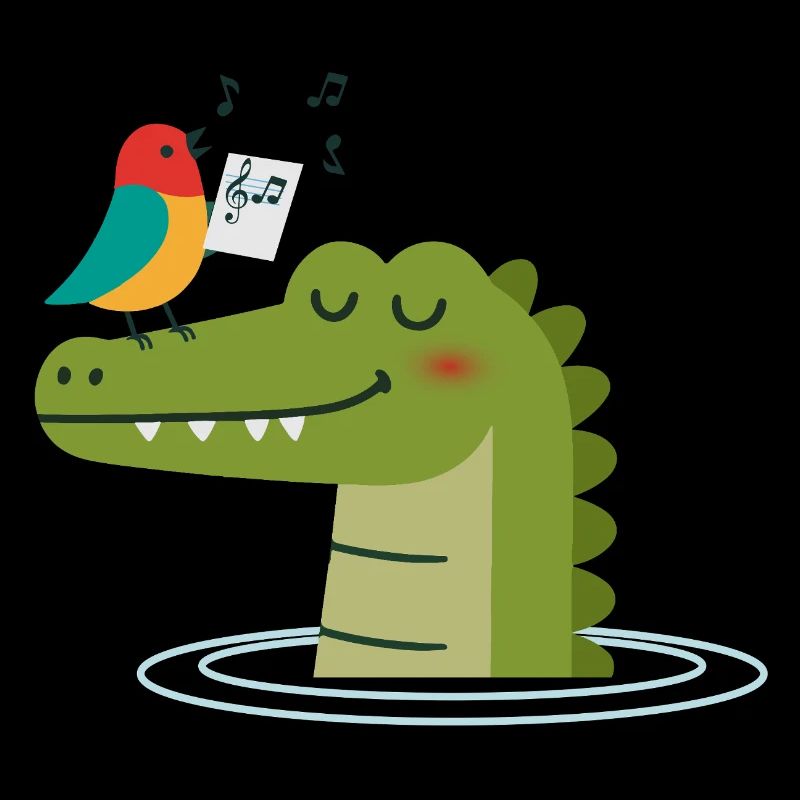 Singender Vogel auf Krokodil – Tierische Harmonie