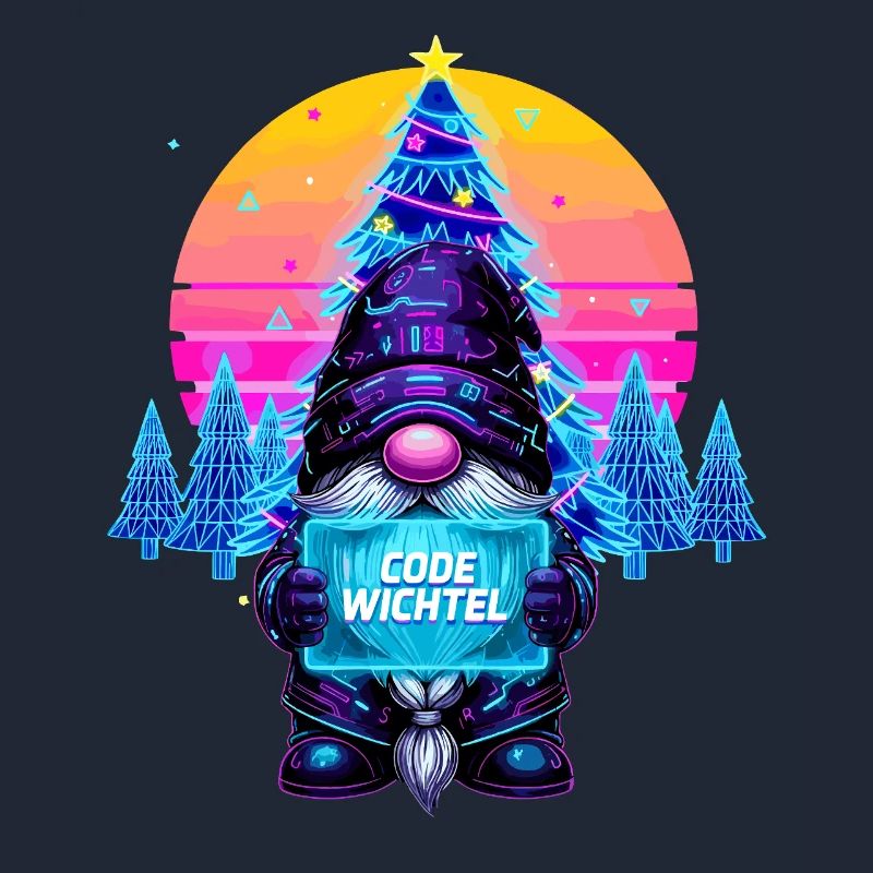 Cyberpunk Code Gnome - Synthwave Xmas Nerd