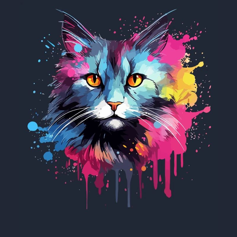 Visage de chat américain à queue courte avec des éclaboussures colorées