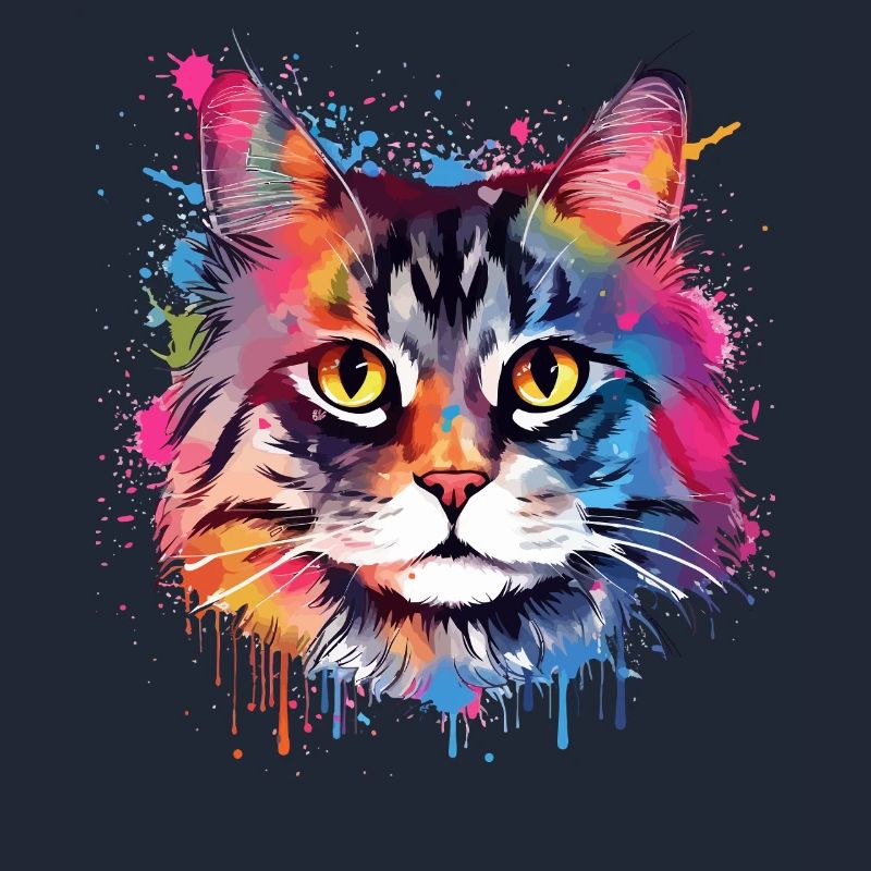 Art coloré éclaboussé Visage de chat américain à queue courte