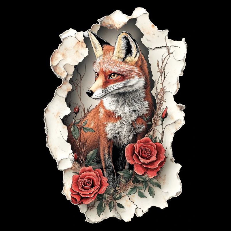 Fox with flowers